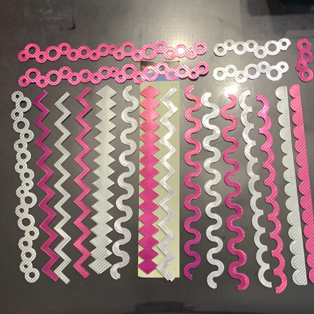 Reflections Vibrant Pink and Silver Decorative trim 32 pieces